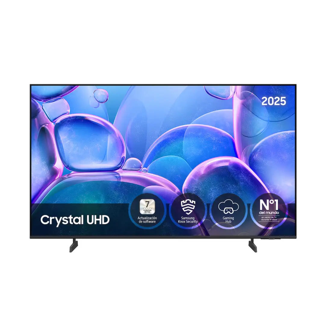 Imagen frontal de la Smart TV LED Samsung TU-55U7025FKXXC de 55 pulgadas, con resolución 4K UHD, Crystal Processor, sistema Tizen y compatibilidad HDR.