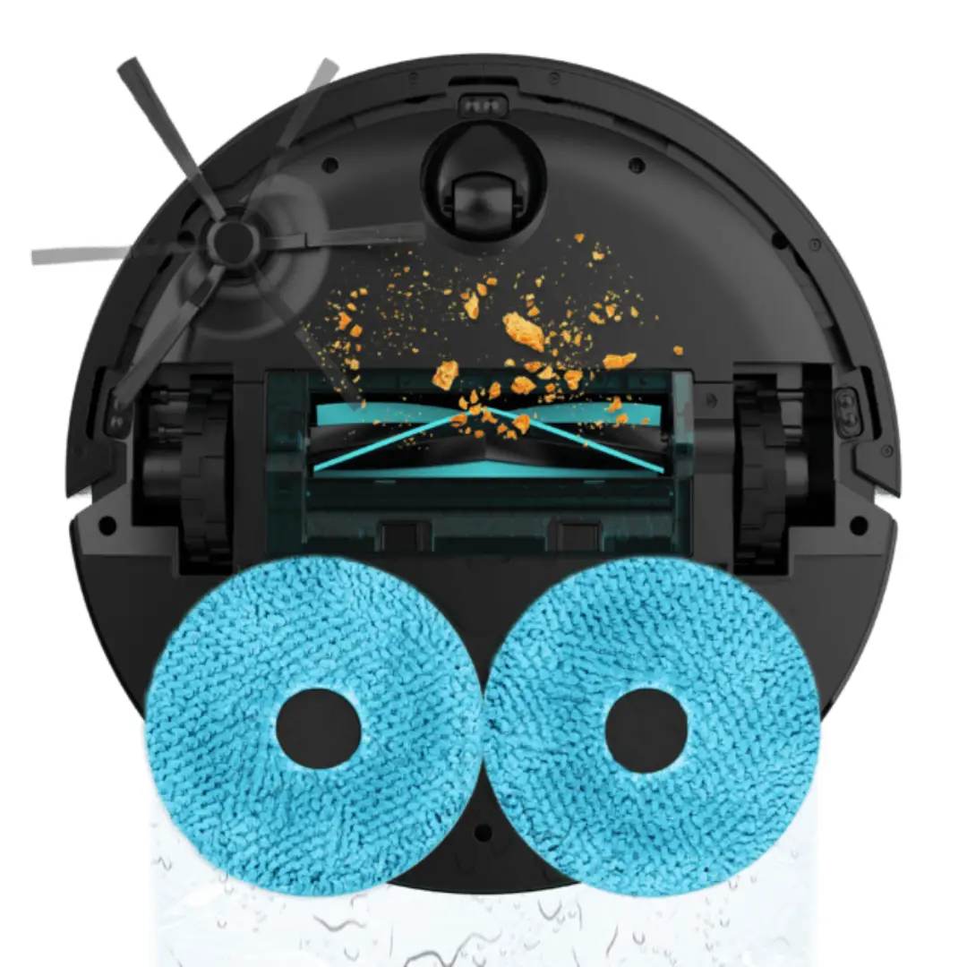 Imagen del robot aspirador Cecotec Conga X50 sin la base, mostrando el diseño del aspirador y sus sensores para una navegación precisa.