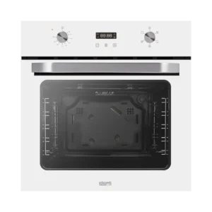 Imagen frontal del horno multifunción Kromsline KHCR-205-W-S en acabado cristal blanco, con capacidad de 70 litros y diseño elegante de integración.