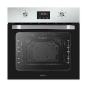 Imagen frontal del horno Kromsline KHI-305-D-G en acabado inox, con capacidad de 70 litros, eficiencia energética clase A y display LED integrado para un control preciso.