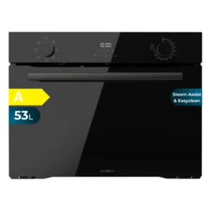 Imagen frontal del horno integrable Cecotec Bolero Hexa M224500 (01328) en cristal negro, 45 cm de ancho, 53 litros de capacidad y potencia de 2600W, Clase A.