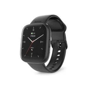 Imagen frontal del smartwatch Hama Watch 4000 TFT en color negro, con pantalla de 1.65 pulgadas, resistencia al agua IP68, conectividad Bluetooth 5.3 y funciones de monitorización de salud y deportes.