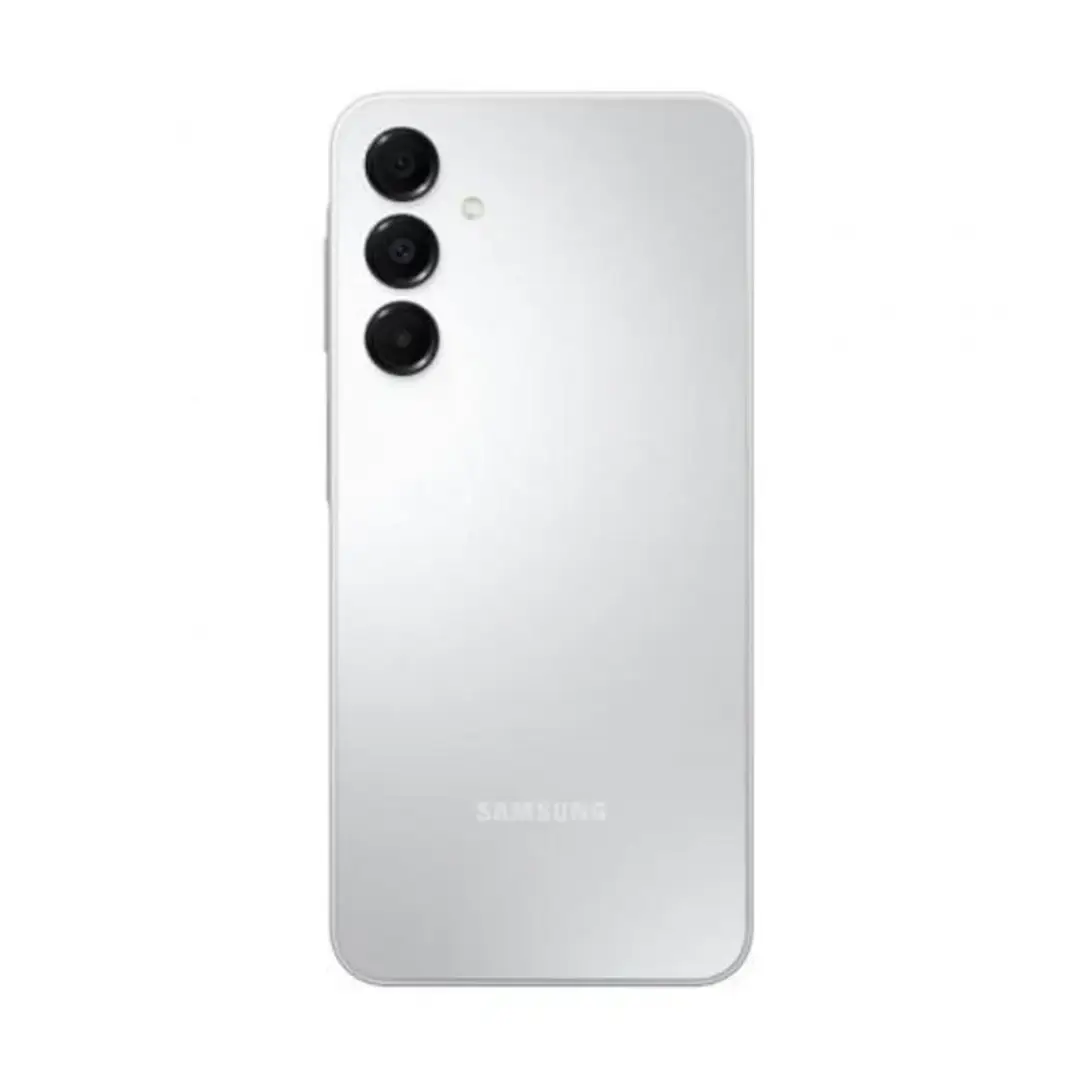Imagen trasera del smartphone Samsung Galaxy A16 4G en color gris, mostrando el módulo de cámara de 50MP y el acabado del dispositivo.