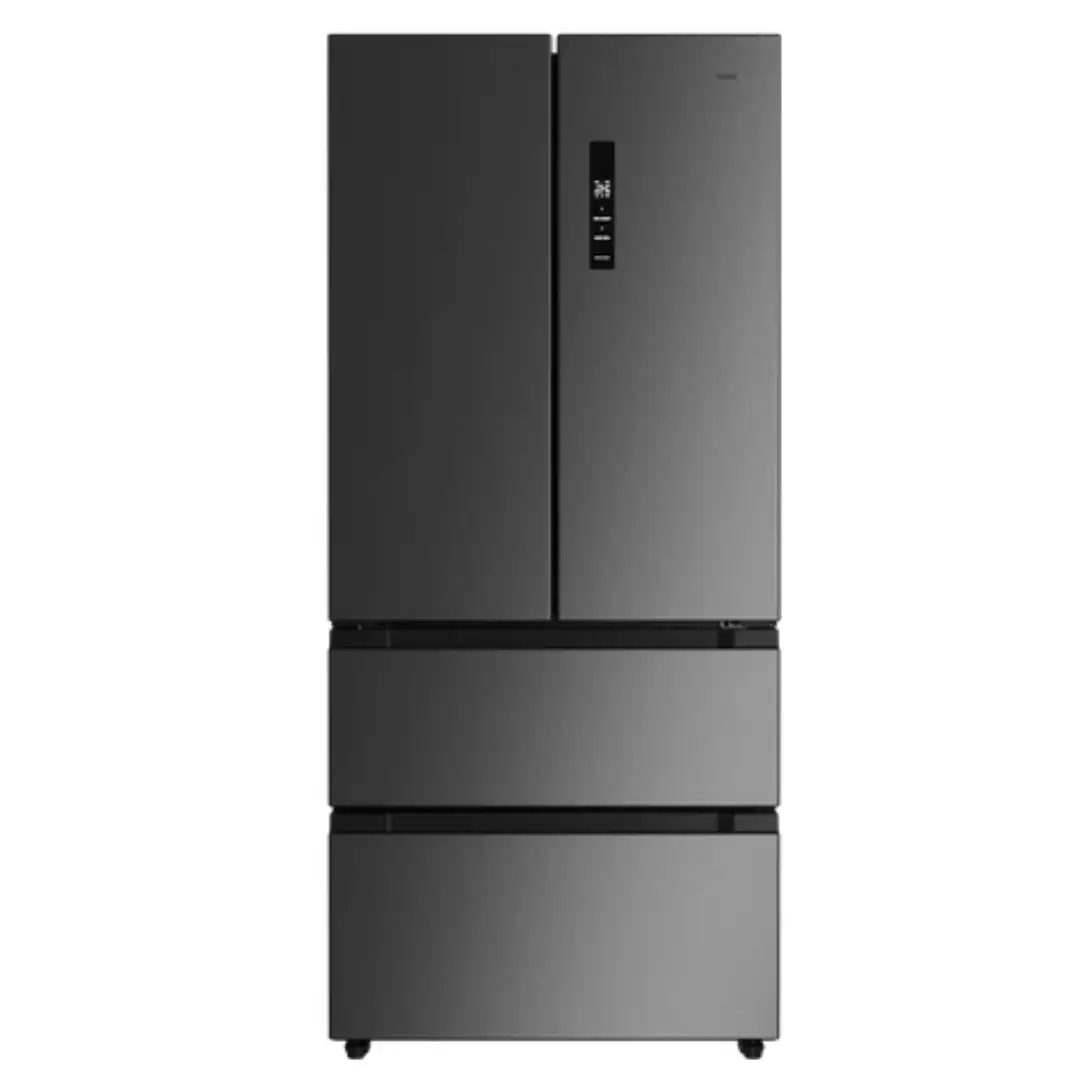Imagen frontal del frigorífico americano Teka RFD-77825 SS EU en acabado inox, con 516 litros de capacidad, diseño French Door y compartimentos FlexZone y Fresh Box XXL.