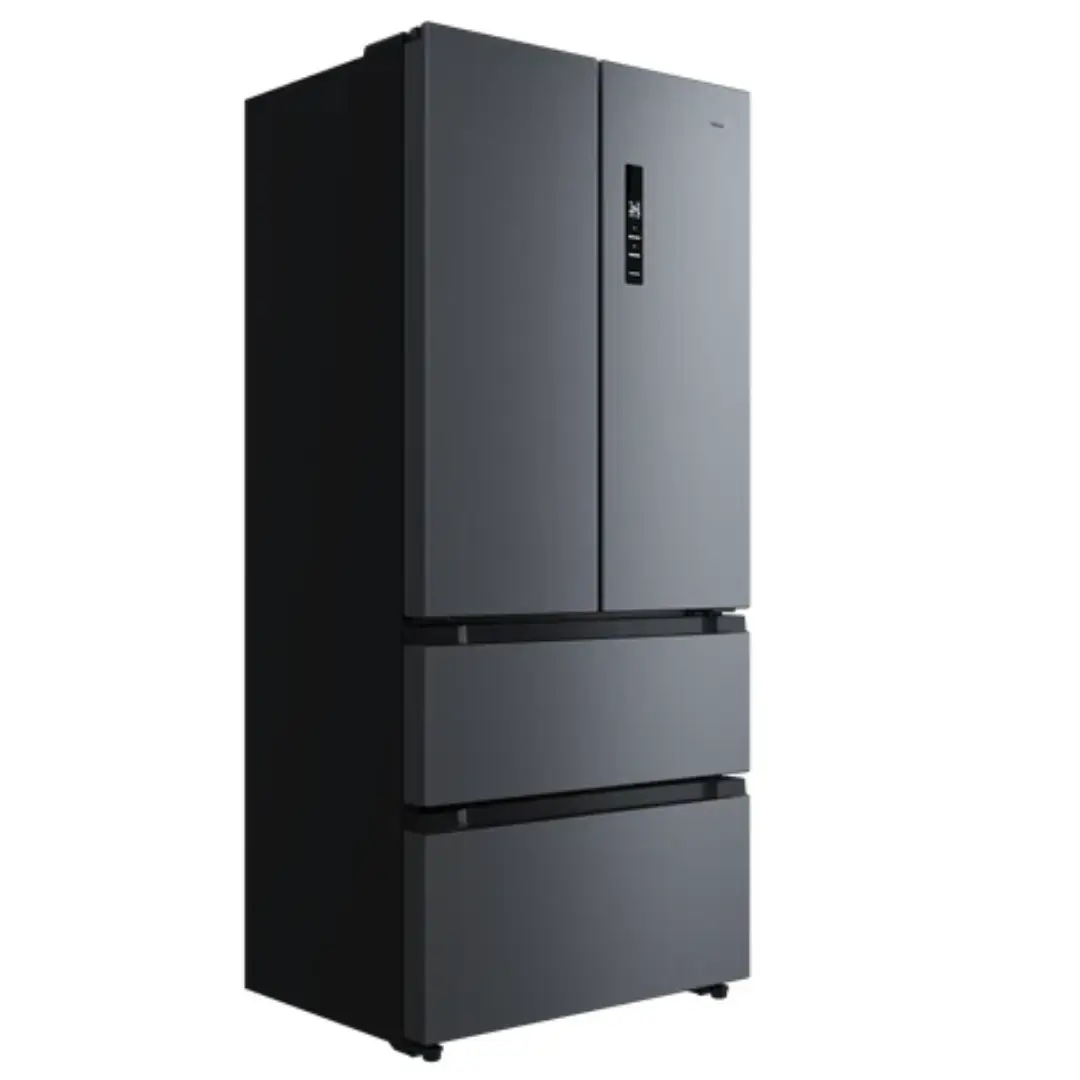 Imagen lateral del frigorífico americano Teka RFD-77825 SS EU, mostrando su diseño elegante, profundidad y perfil de puertas French Door.
