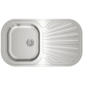 Imagen principal del fregadero Teka DR 80 2C en acero inoxidable con dos senos redondos, medidas 84x44 cm, diseño encastrable para cocina.