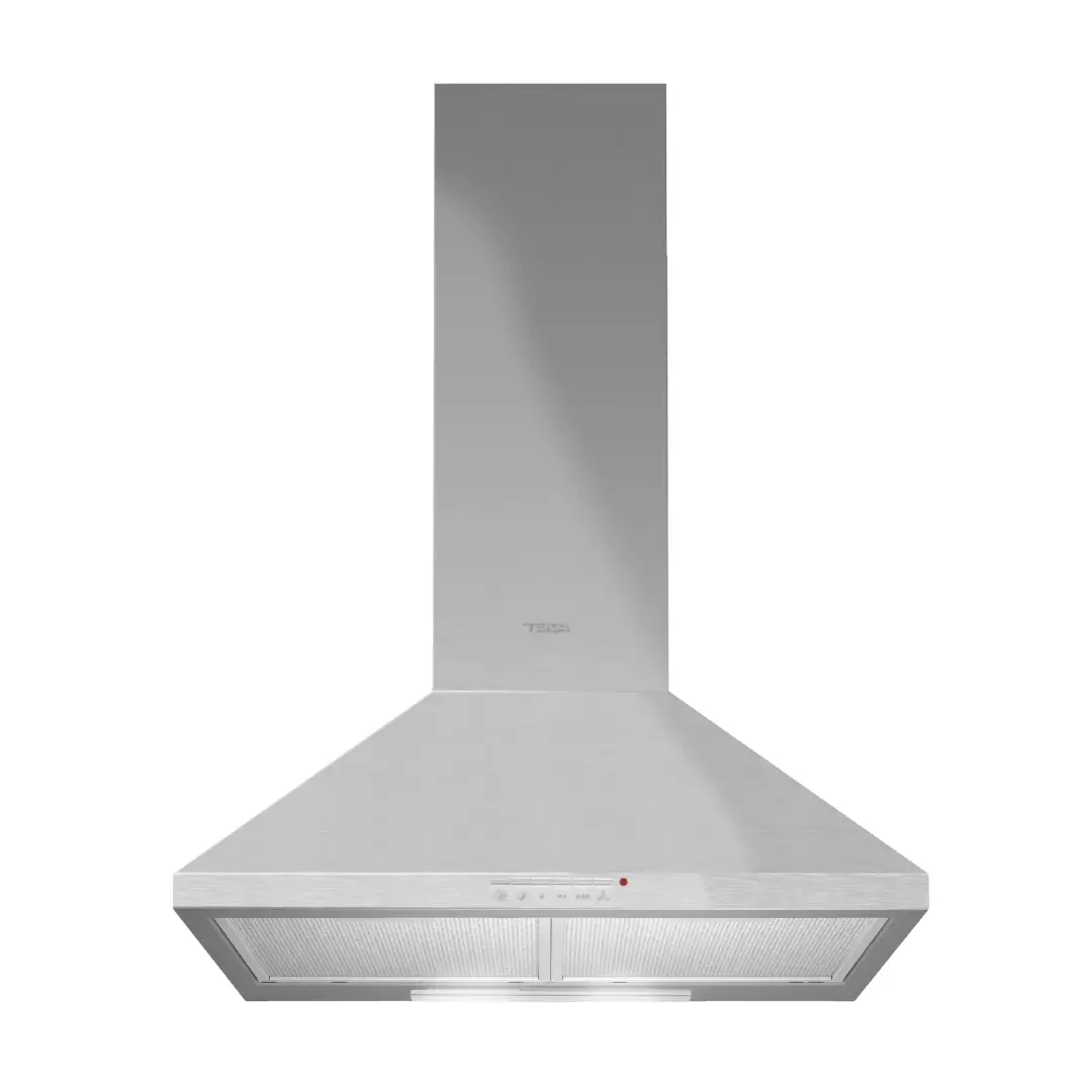 Imagen frontal de la campana decorativa Teka DBP-70 PRO en acero inoxidable de 70 cm, instalada en pared, con diseño moderno y acabado inox.