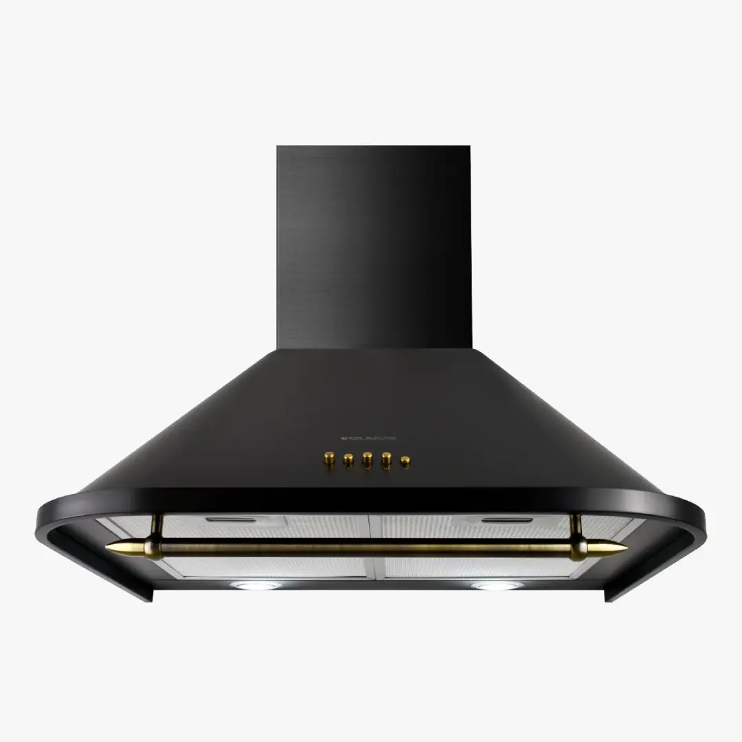 Campana extractora decorativa rústica Eas Electric EMRH-653RN negra de 60 cm para cocina con potencia de extracción de 500 m³/h