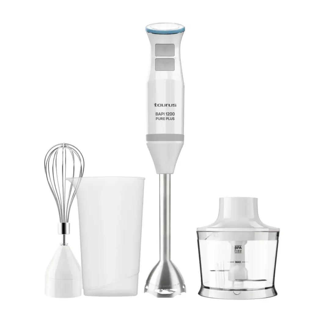batidora de mano Taurus Bapi 1200 Pure Plus de 1200W con accesorios para triturar, batir y mezclar alimentos de forma eficiente