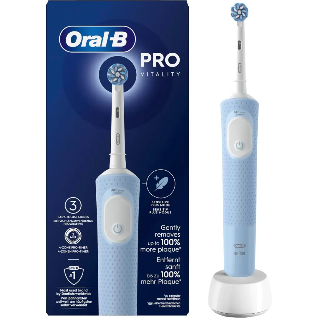 cepillo dental eléctrico Oral-B Vitality Pro Blue con tecnología de limpieza redondeada para una higiene bucal eficaz y profunda