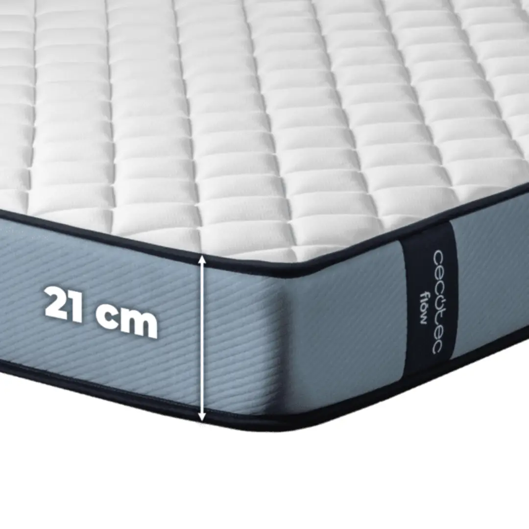 detalle colchón viscoelástico Cecotec ViscoCare 1900 mostrando altura 21 cm y capas internas para mayor confort y soporte
