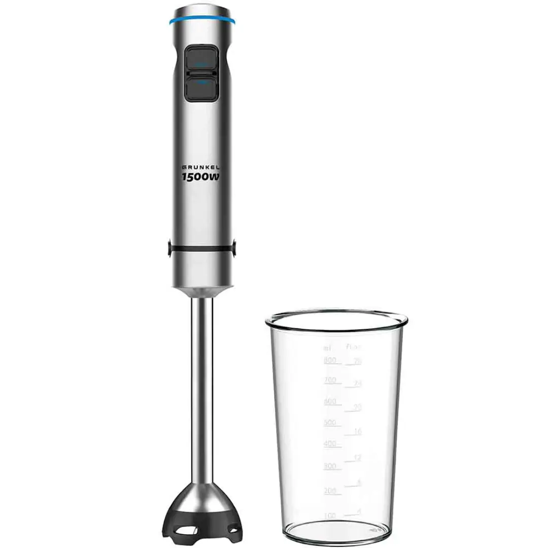 batidora de mano Grunkel BM-1500 Extreme de 1500W con vaso medidor y cuchillas de acero inoxidable para triturar y mezclar alimentos