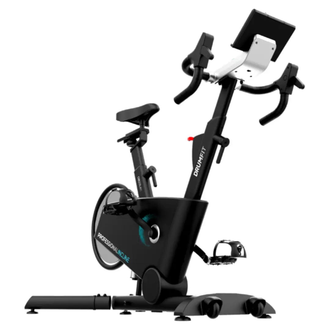 vista lateral bicicleta de spinning Cecotec con volante de inercia 10 kg y diseño estable para uso doméstico