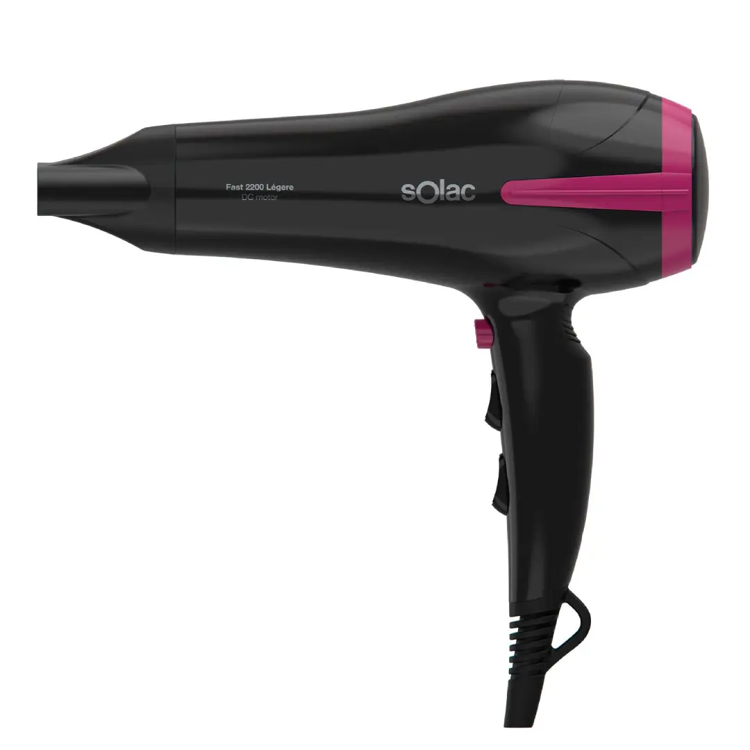 secador de pelo Solac SH-7091 Fast Légere de 2200W, diseño ligero y 2 velocidades para un secado rápido y cómodo