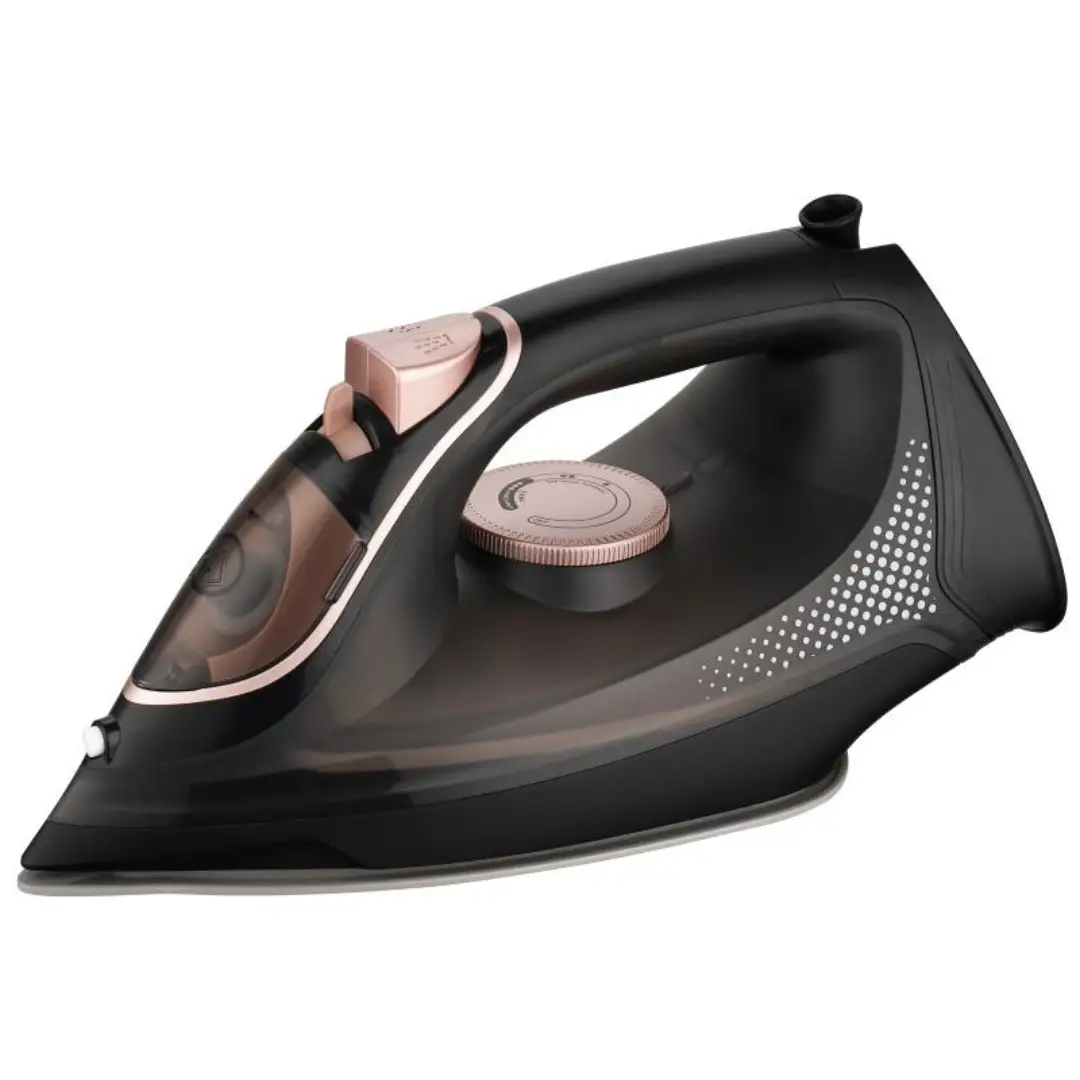 Imagen frontal de la plancha de vapor vertical Elco PPR-3106C, con potencia de 3200W y suela de cerámica, ideal para eliminar arrugas de ropa y tejidos de manera rápida y eficiente.