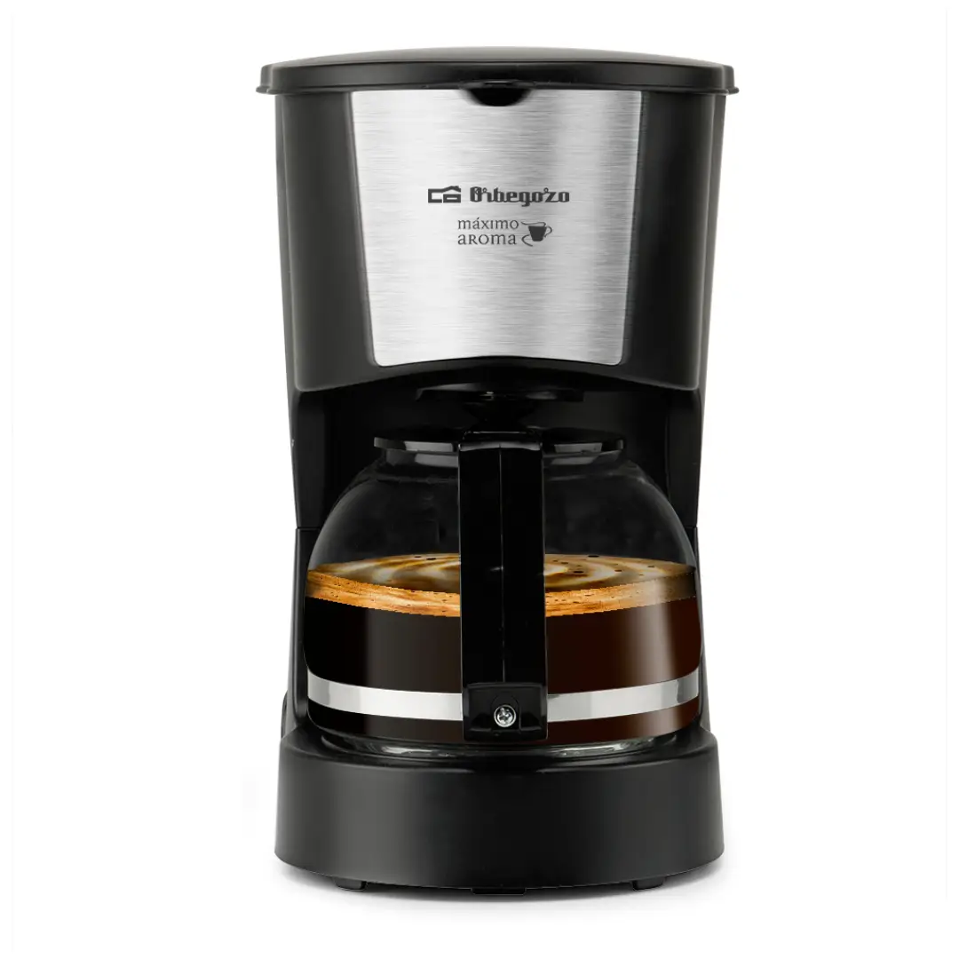 Imagen frontal de la cafetera de goteo Orbegozo CG-4206, capacidad para 6 tazas, potencia de 600W y depósito de agua de 0,6 litros.