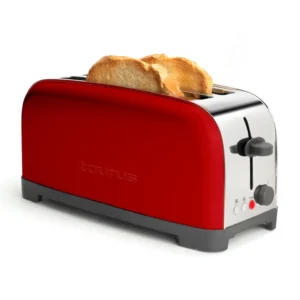 tostador Taurus TO1400 Vintage Red 1400W con dos ranuras extra largas para tostado uniforme de pan de distintos tamaños