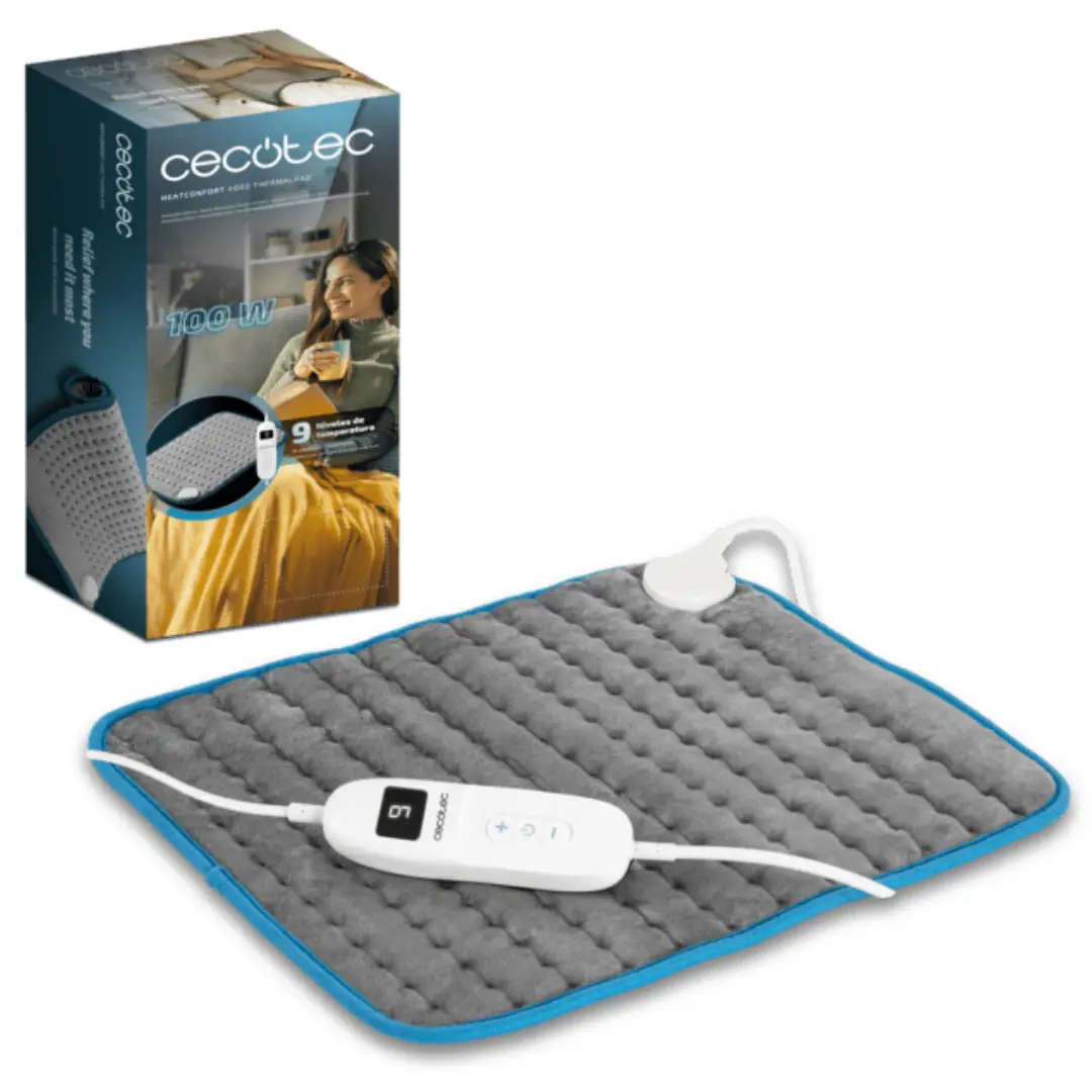 almohadilla eléctrica Cecotec 35x40 cm A01_EU01_116301 con 9 niveles de temperatura para calor terapéutico y alivio muscular