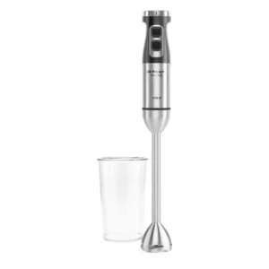 Imagen principal de la batidora de mano Orbegozo BT-6017 XL en acero inoxidable, con potencia de 1700W y vaso medidor incluido para preparar batidos, purés y salsas.