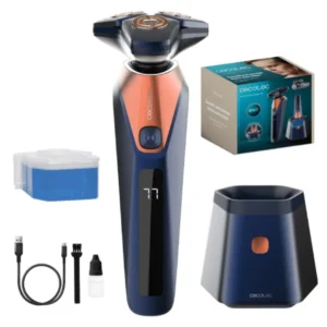 Afeitadora Cecotec PrecisionCare Saphire Pro A01_EU01_116305 rotativa con base de autolimpieza, 90 minutos de autonomía y resistencia al agua IPX7