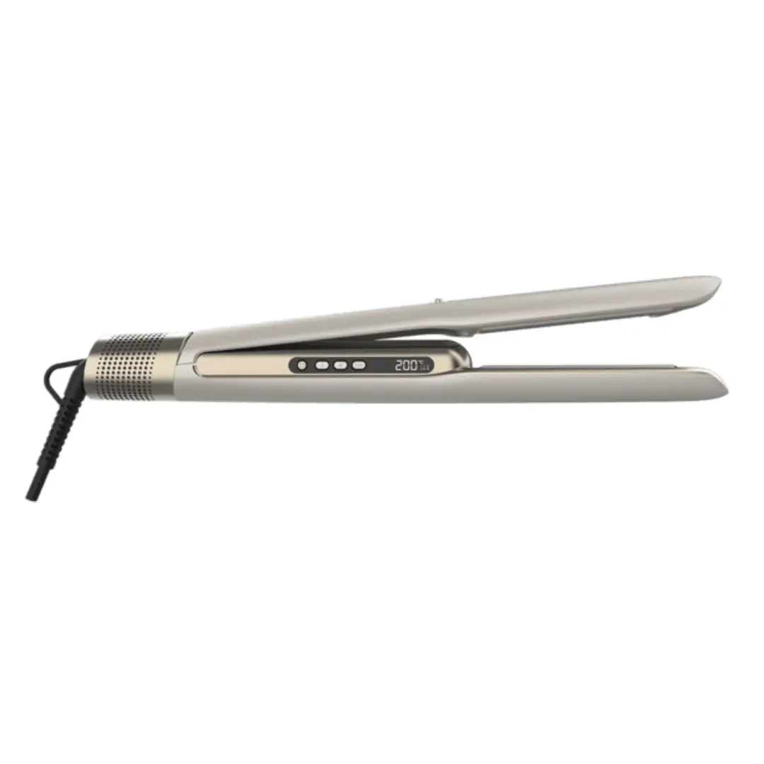 Detalle de la plancha de pelo Cecotec Air Lisse con placas alisadoras y sistema de aire para alisar y secar el cabello al mismo tiempo