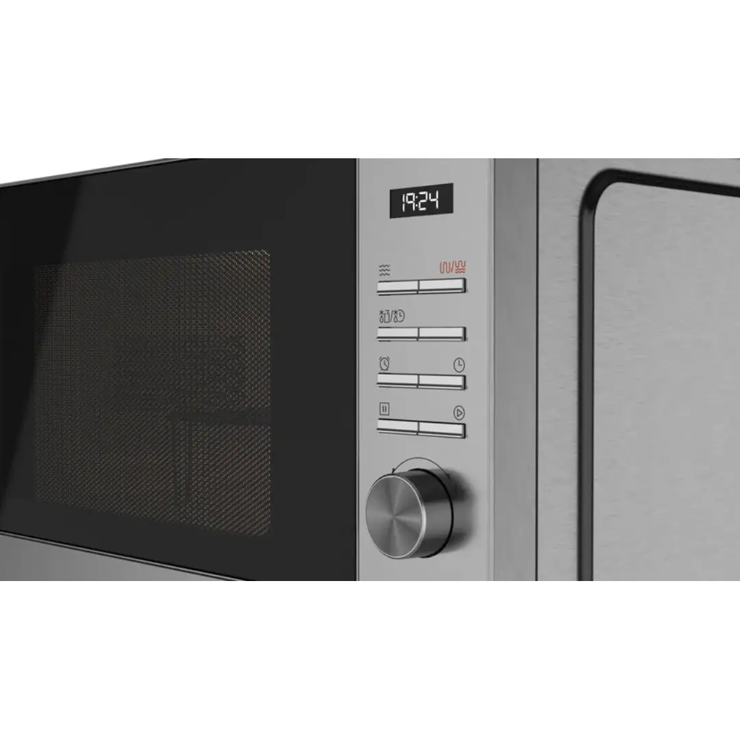 Detalle del panel de control y botones del microondas Teka MWE-FS25 G SS Inox de 25 litros con 900W y función grill