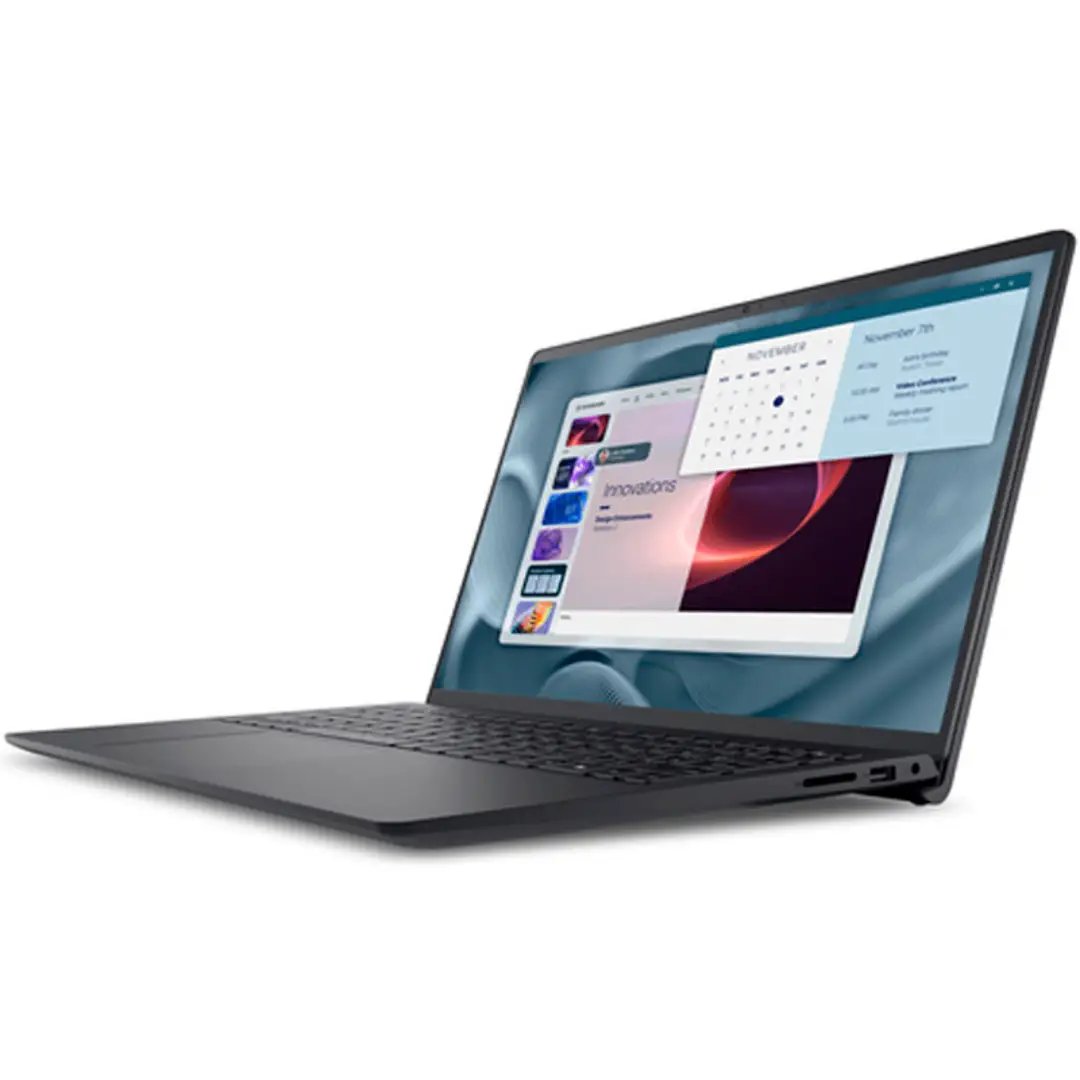 vista lateral del portátil Dell Pro Essential 15 PV-1520 mostrando su diseño y perfil delgado con pantalla de 15,6 pulgadas