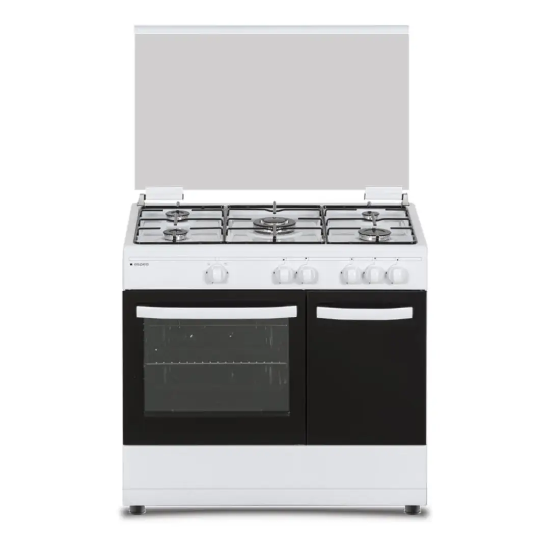 cocina de gas Aspes AKGW-5901PBX blanca de 90 cm con horno de 55 litros y 5 fuegos para gas butano en cocina doméstica