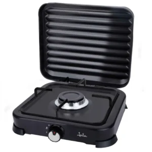 cocina de gas portátil JATA JECG-2721 de 1 fuego con tapa negra ideal para uso en exterior y camping