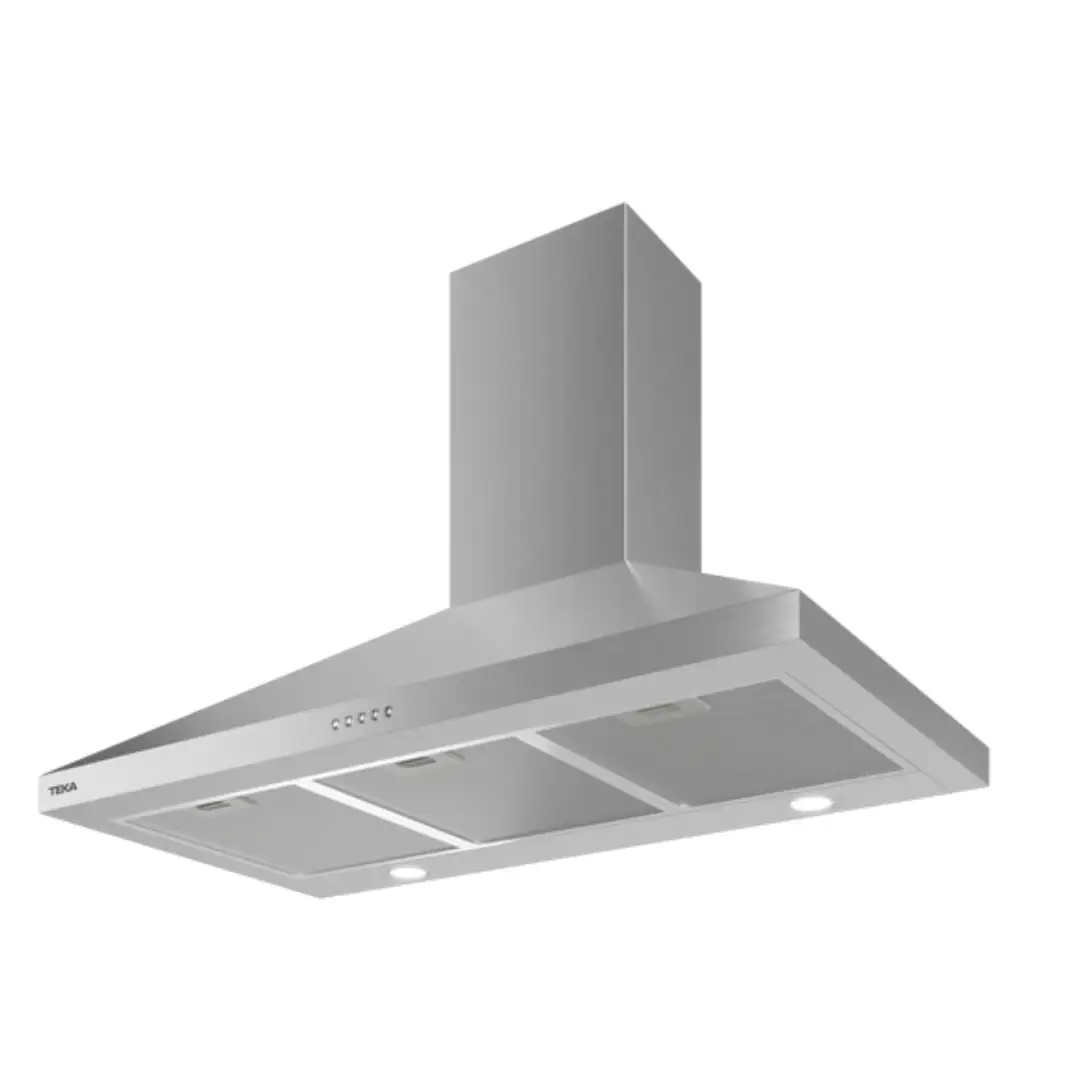 vista lateral campana decorativa TEKA DBP-98150 EOX IX en acero inoxidable con diseño moderno inclinable para cocina