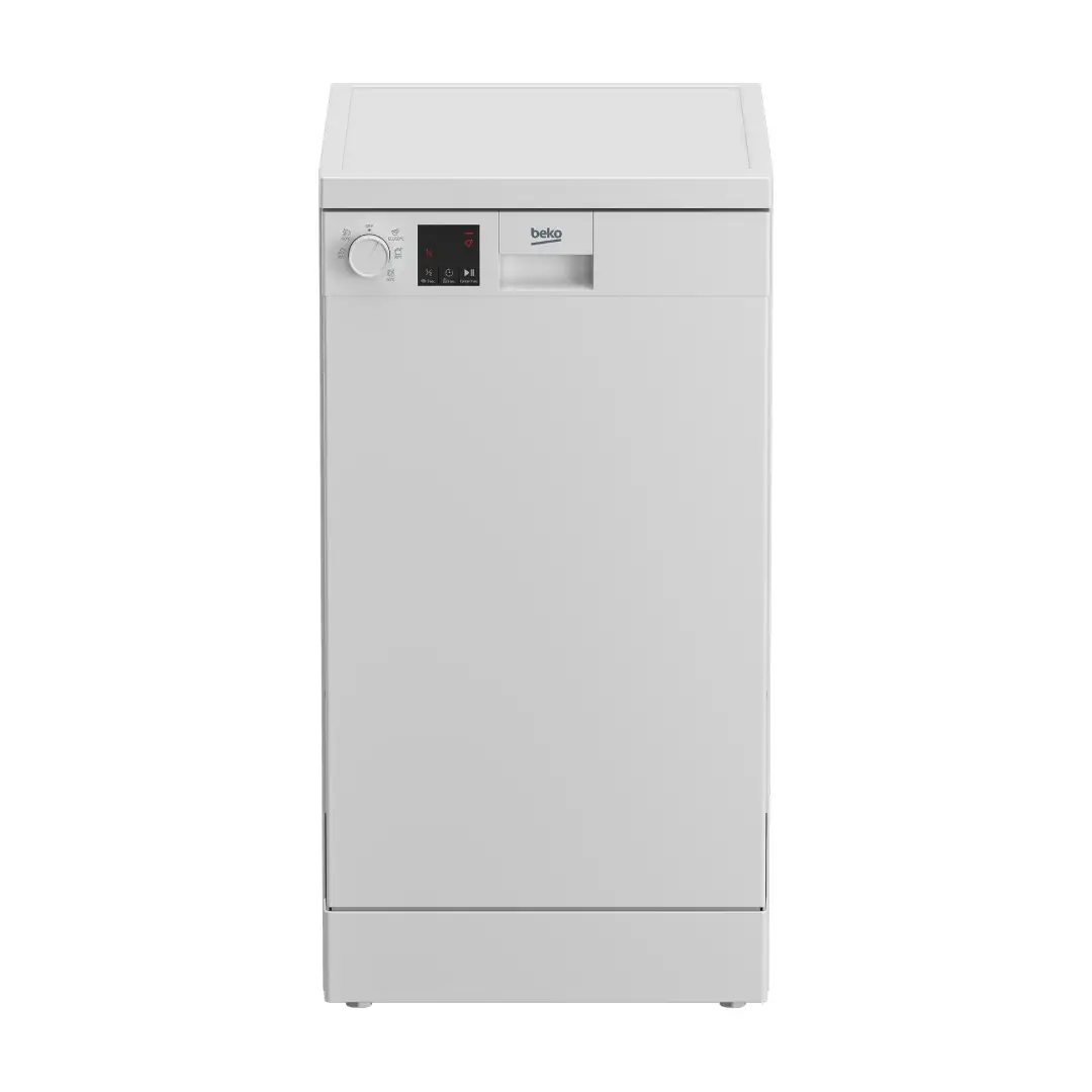lavavajillas BEKO DVS-05024W de 45 cm en color blanco con capacidad para 10 servicios y display LED