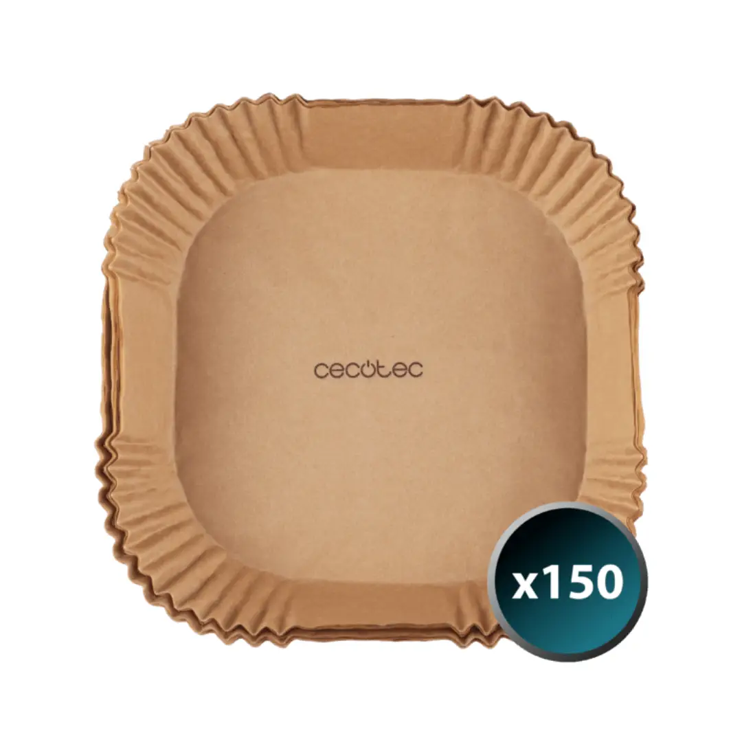 Papeles para freidora de aire Cecotec Cecofry 03291 pack 150 unidades vista del producto en caja