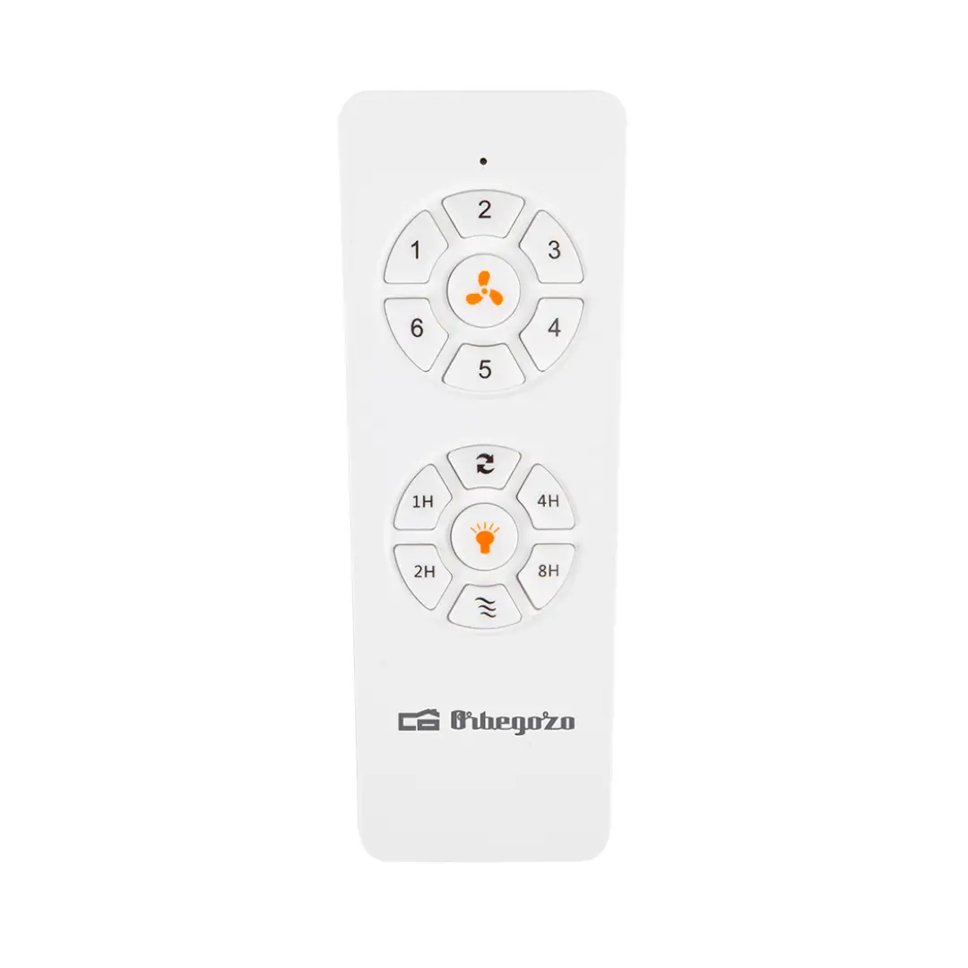 mando a distancia ventilador de techo Orbegozo CP-130132 para controlar velocidad, luz LED y temporizador