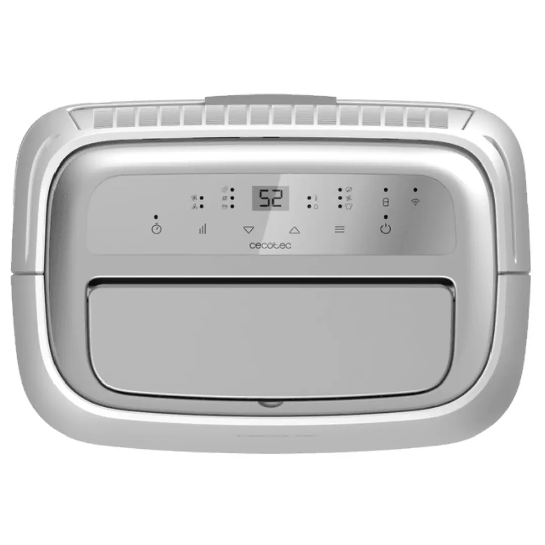 Panel de control superior del deshumidificador Cecotec Expert 10000 con botones e indicadores LED