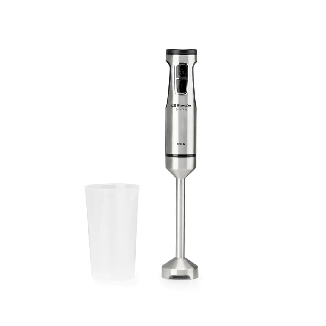 Batidora de mano Orbegozo BT-3015 de 1500W en acero inoxidable con vaso medidor de 700 ml