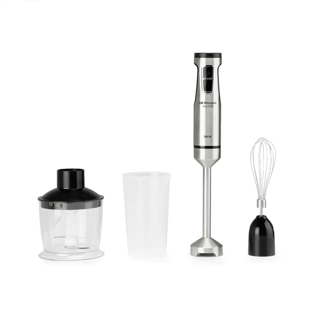 Batidora de mano Orbegozo BT-5015 de 1500W en acero inoxidable con accesorios incluidos