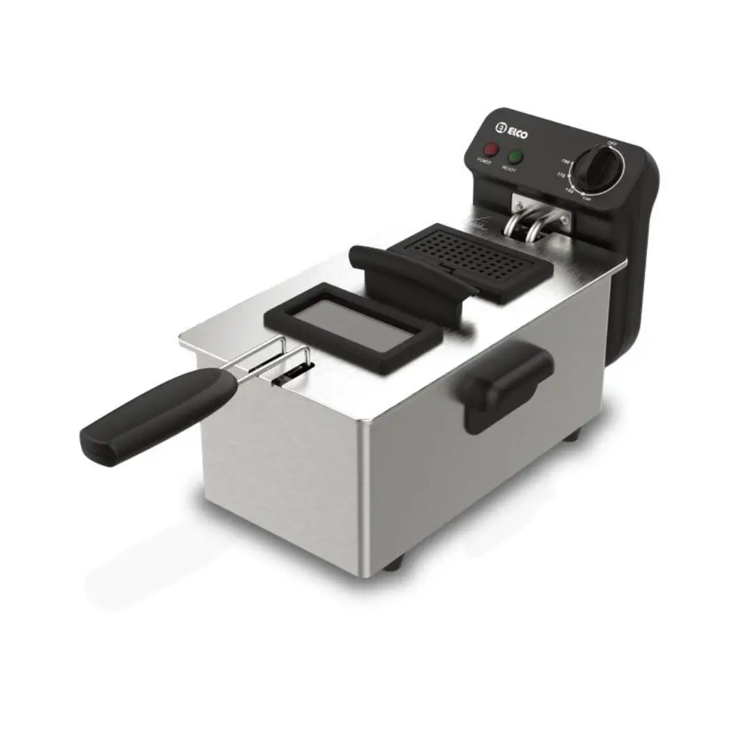 Freidora ELCO PF-3006 de 3 litros en acero inoxidable con control de temperatura ajustable