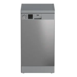 Lavavajillas Beko DVS-05024X en acero inoxidable antihuellas vista frontal estrecha 45 cm