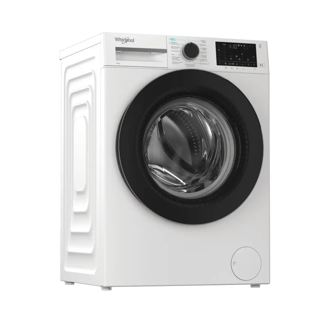 Lavadora Whirlpool WAM-07WB SPT vista lateral mostrando su diseño y profundidad
