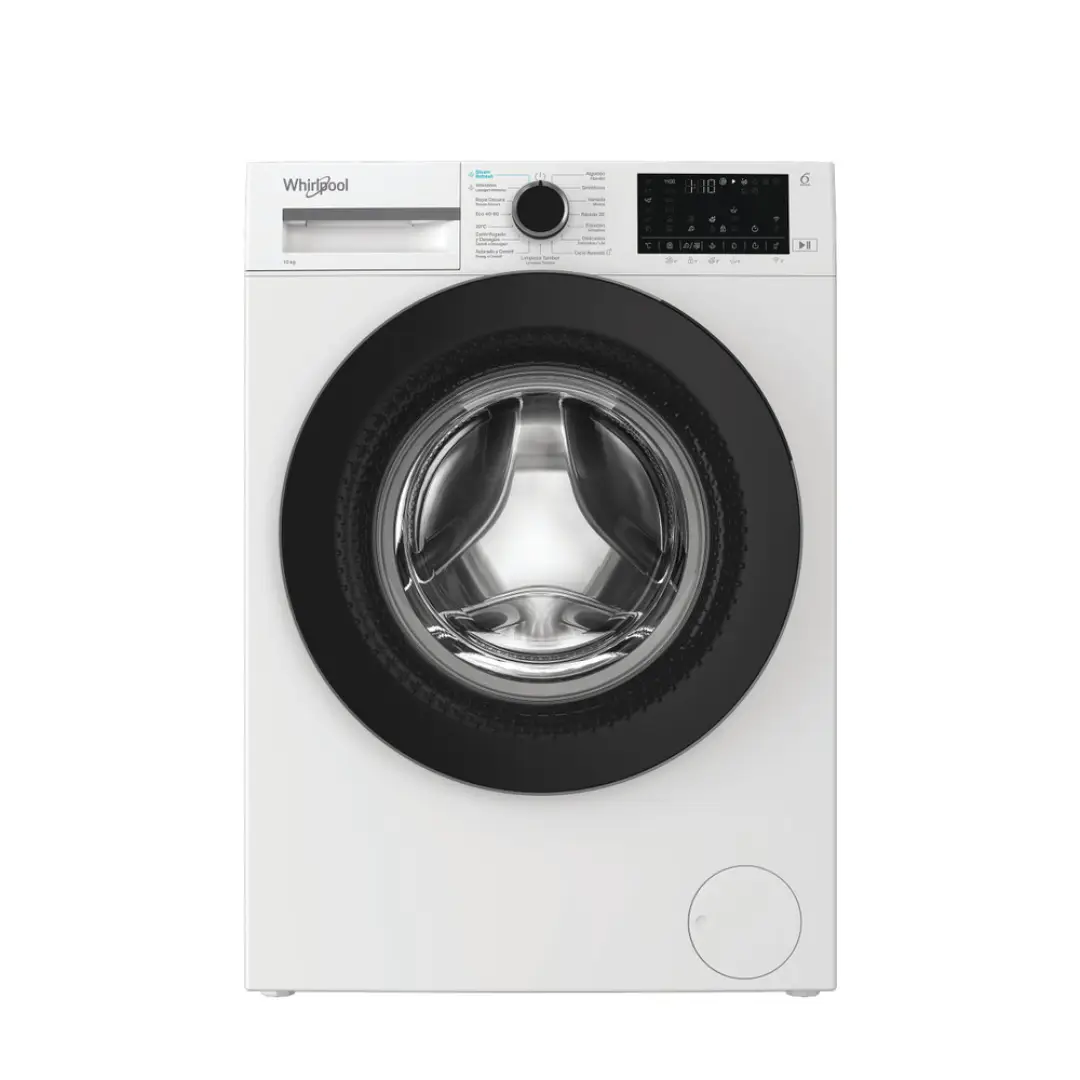 Lavadora Whirlpool WAM-07WB SPT de 10 kg en color blanco vista frontal carga frontal
