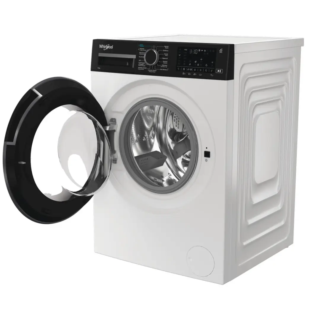Lavadora Whirlpool WAM-27WB SPT abierta mostrando el tambor desde vista lateral