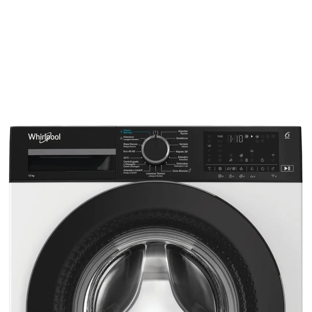 Panel de control de la lavadora Whirlpool WAM-27WB SPT con programas de lavado y display