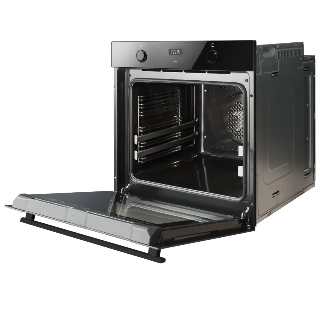 Horno Fagor 9H-185AN abierto vista lateral mostrando su diseño y profundidad