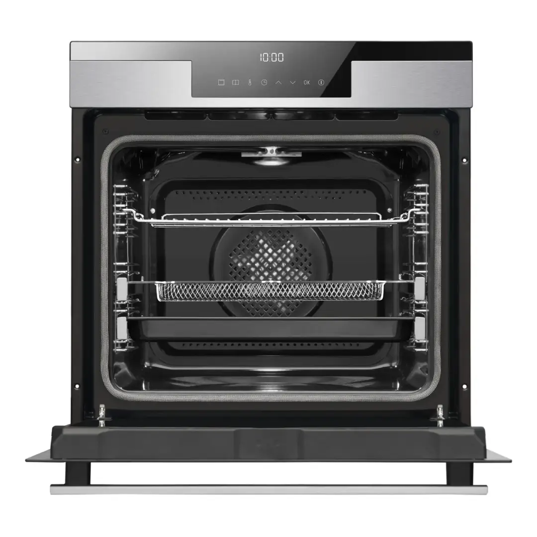 Horno Fagor 9H-195TCX abierto mostrando todo su interior y bandejas