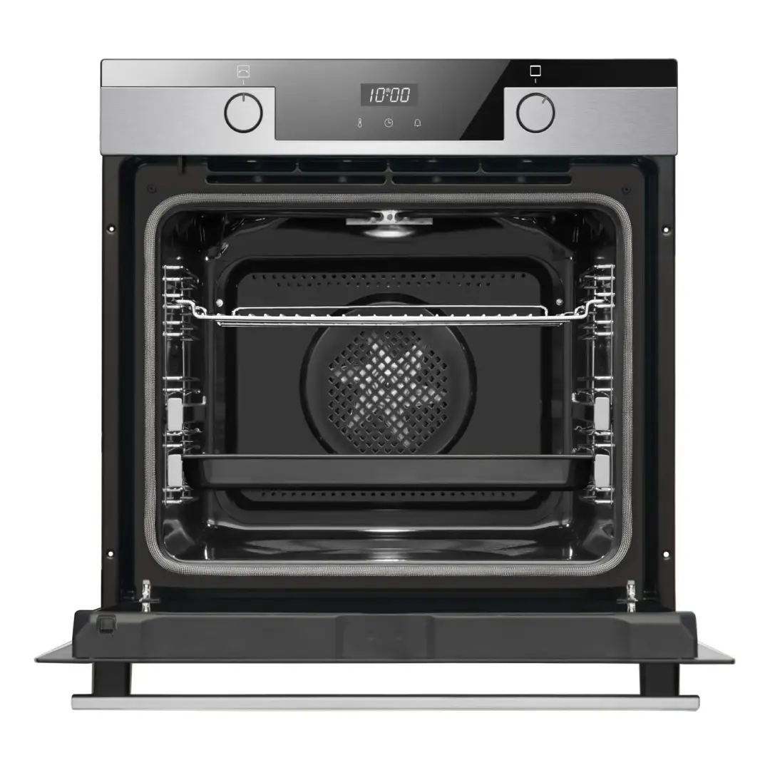 Horno Fagor 9H-755AX abierto mostrando su interior y bandejas de cocción