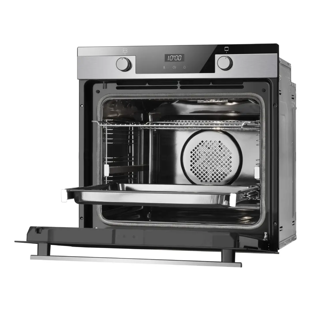 Horno Fagor 9H-755AX vista lateral mostrando su diseño empotrable y acabado en acero inoxidable