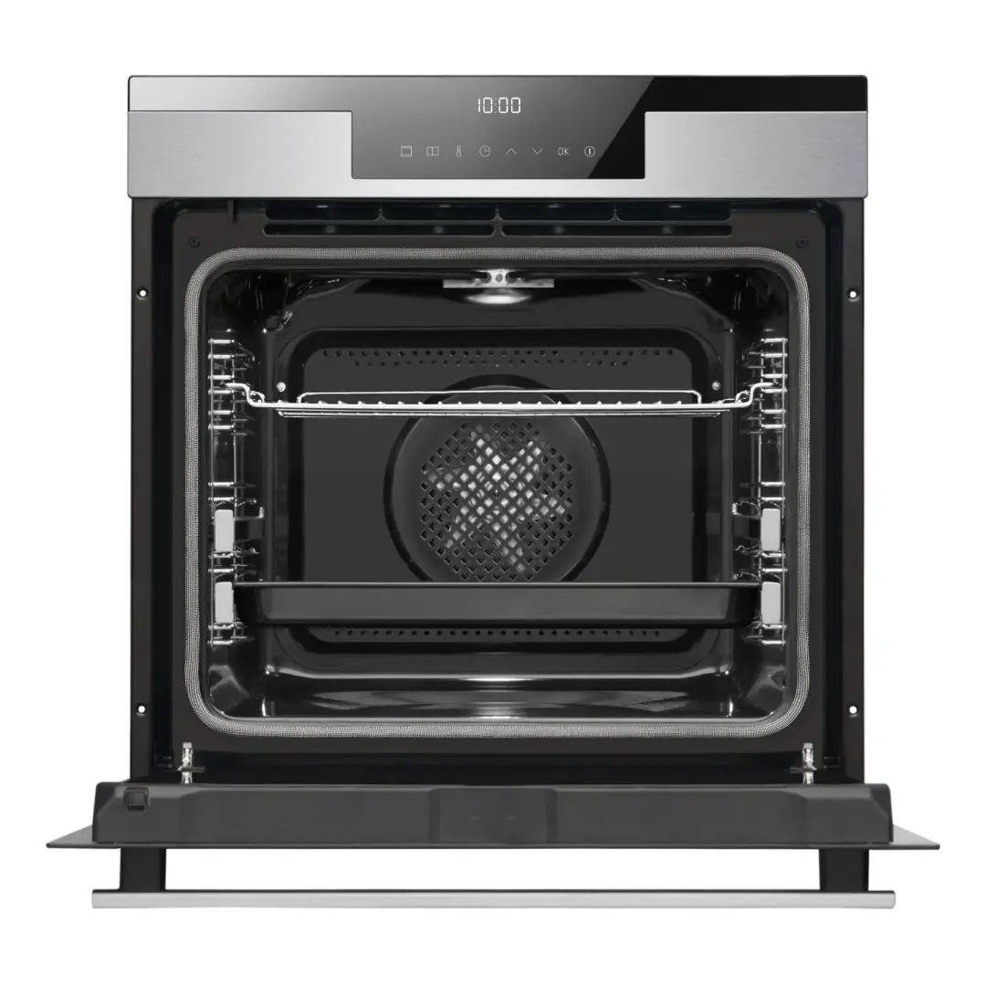 Horno Fagor 9H-760TCX abierto mostrando su interior y bandejas de cocción