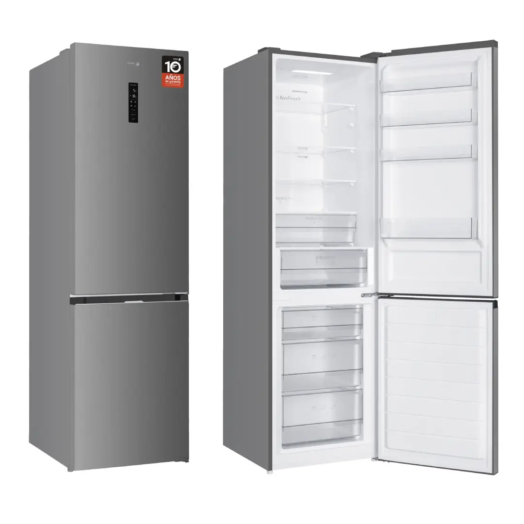 Frigorífico combi Fagor 3FFK-6877X abierto sin alimentos mostrando su interior