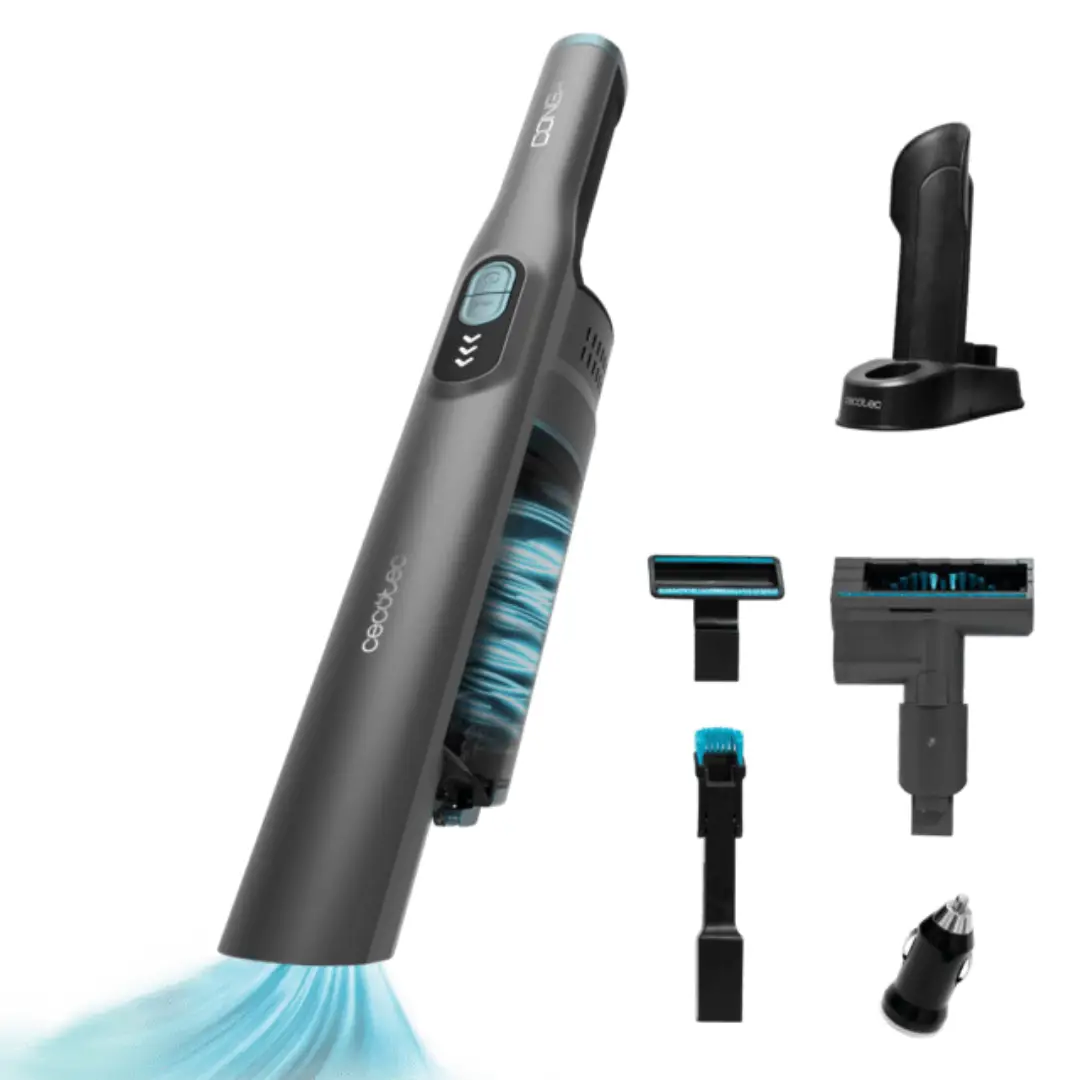 Aspirador de mano Cecotec Micro+Clean 04895 portátil 210W vista frontal con diseño compacto y sin cables