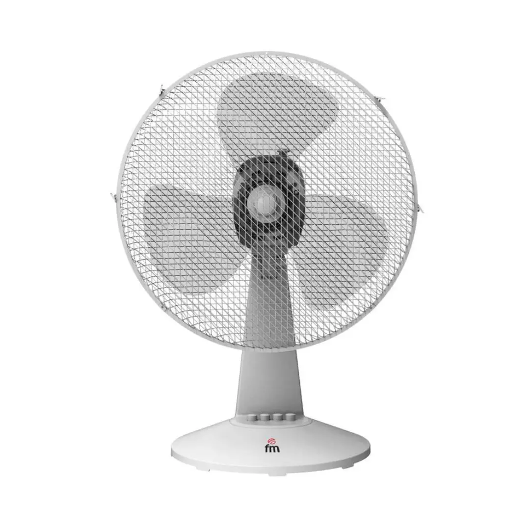 Ventilador de sobremesa FM SB-130 de 30 cm con 3 aspas y 3 velocidades vista frontal compacto de mesa